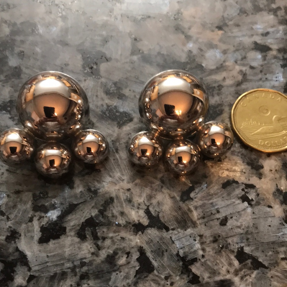 Silver tone dome earrings